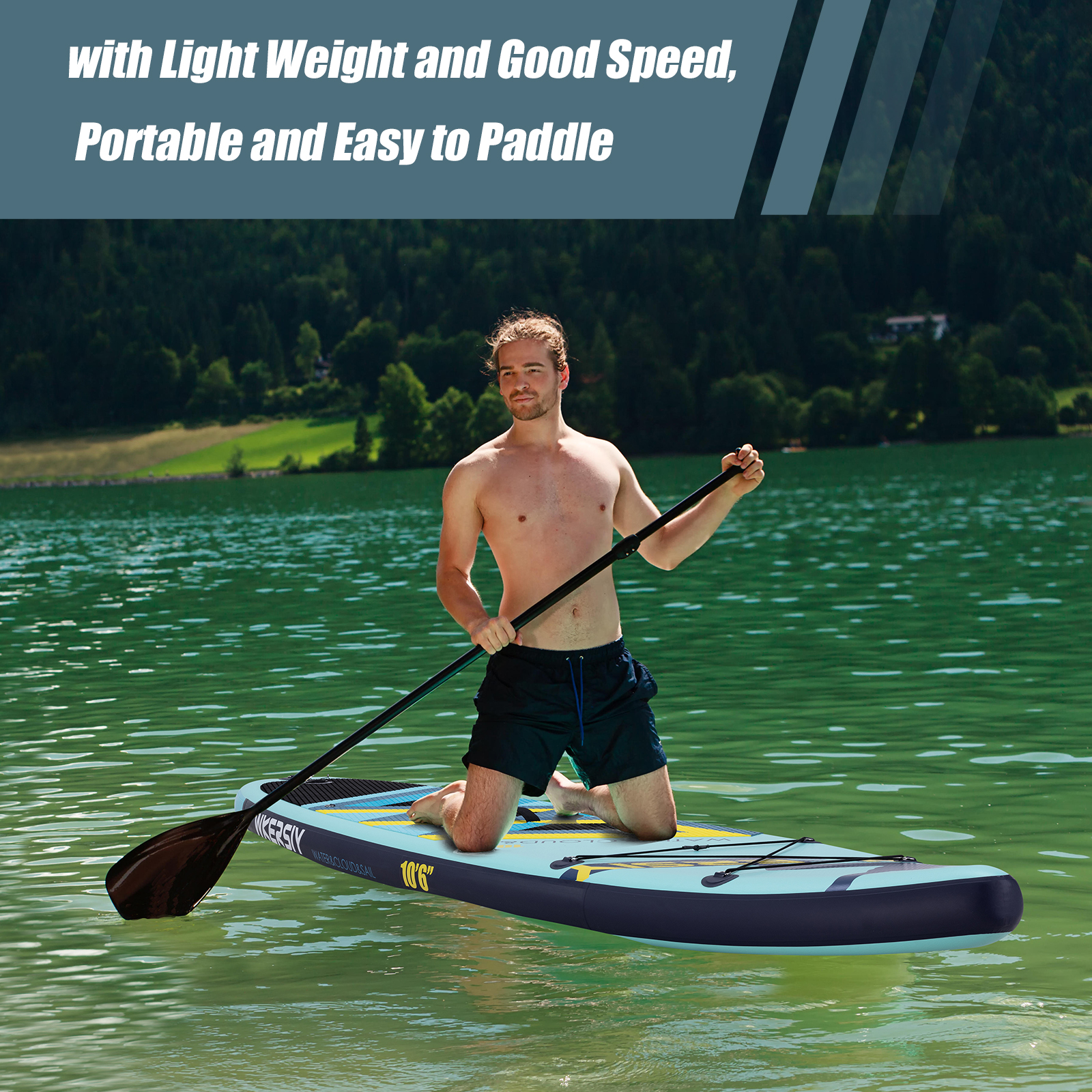 10ft6in Light Cyan Inflatable SUP Package | Unique Artistic Design, Ultra-Durable & Adventure-Ready for Lakes & Rivers - Image 7
