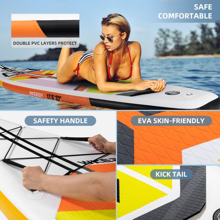 11ft6in Orange Wide Touring SUP | Extra-Length Comfort, Oversized Stability & Camera-Ready Design - Image 5