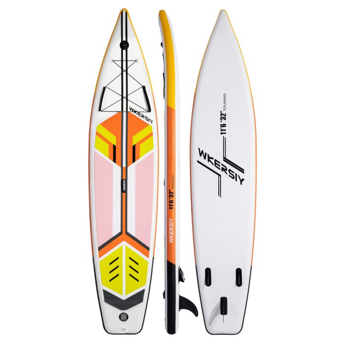 11ft6in Оранжевая широкая туристическая SUP-доска | Удлиненный комфорт, повышенная устойчивость и дизайн для съемки