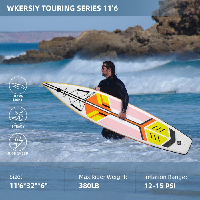 11ft6in Orange Wide Touring SUP | Extra-Length Comfort, Oversized Stability & Camera-Ready Design - Image 3