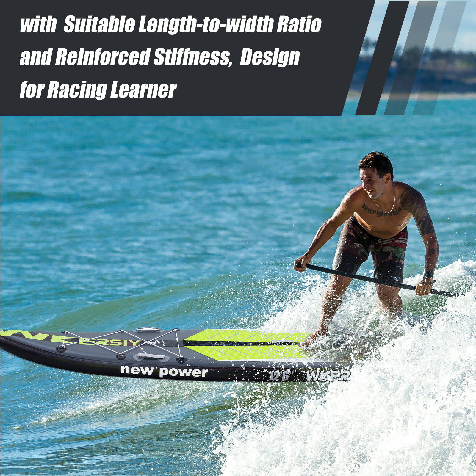 12ft6in Green Racing SUP | High-Speed Design, Pro Performance & Long-Distance Cruising - Image 7