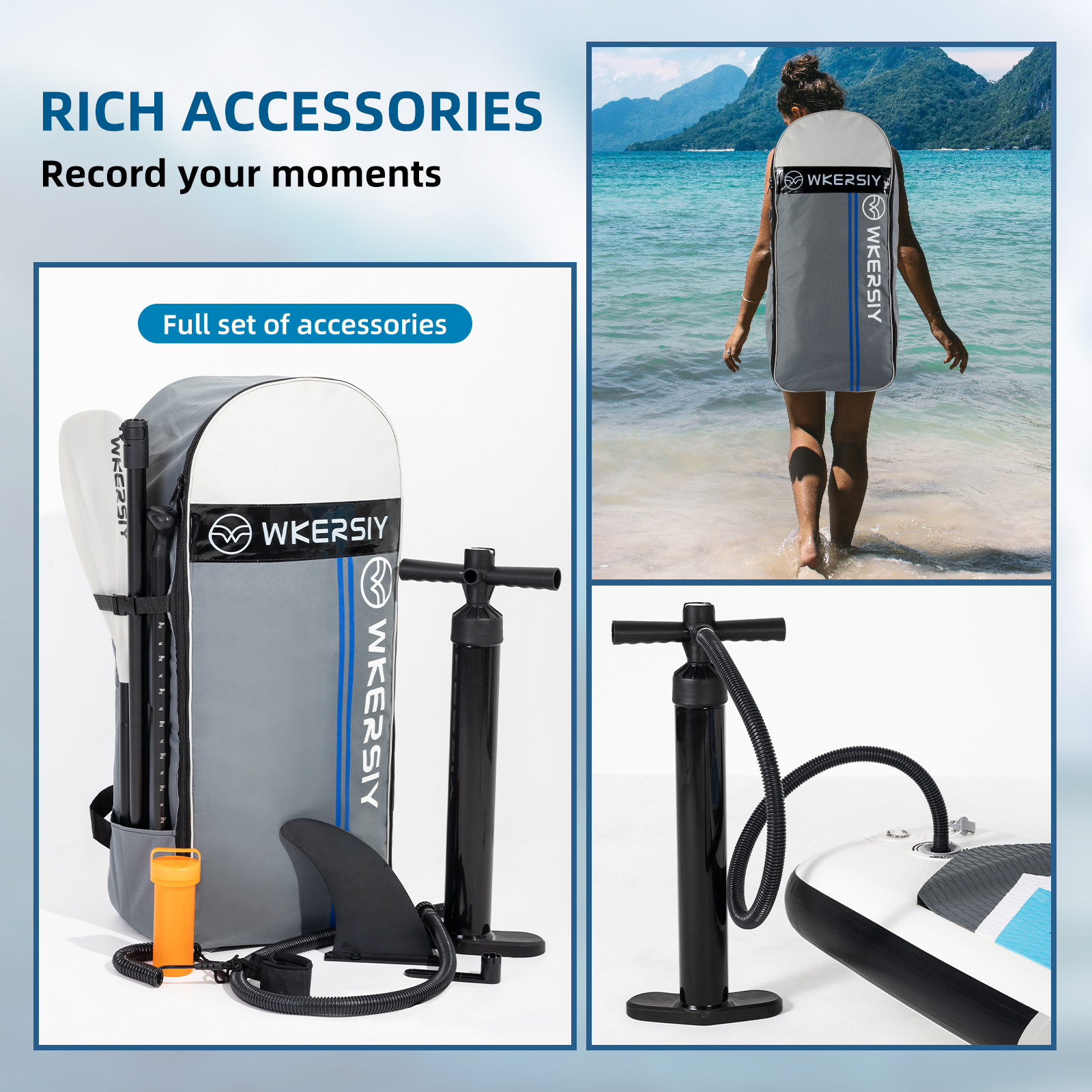 12ft6in Blue Touring SUP | Extended-Length Stability, Ultra-Comfort & Camera-Ready Cruising Design - Image 6