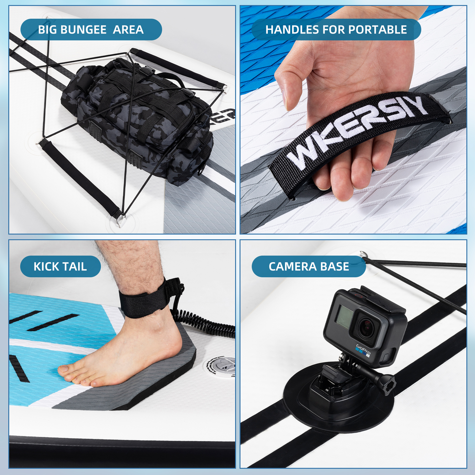 12ft6in Blue Touring SUP | Extended-Length Stability, Ultra-Comfort & Camera-Ready Cruising Design - Image 7