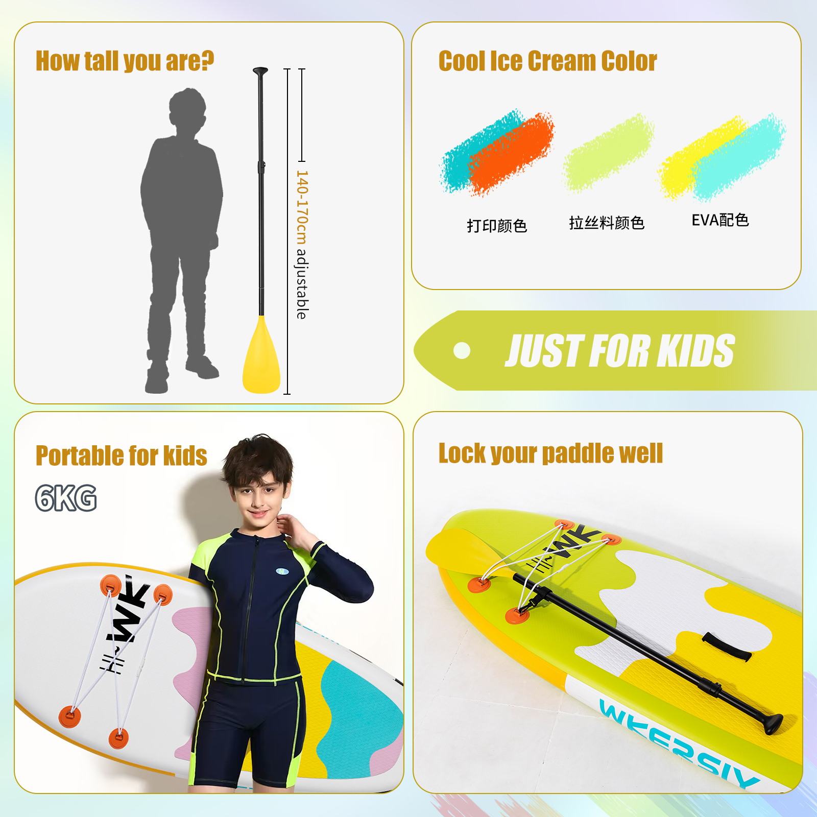 8ft Green Kids SUP | Ultra-Stable Youth Paddle Board, Lightweight & Parent-Friendly Design - Image 5