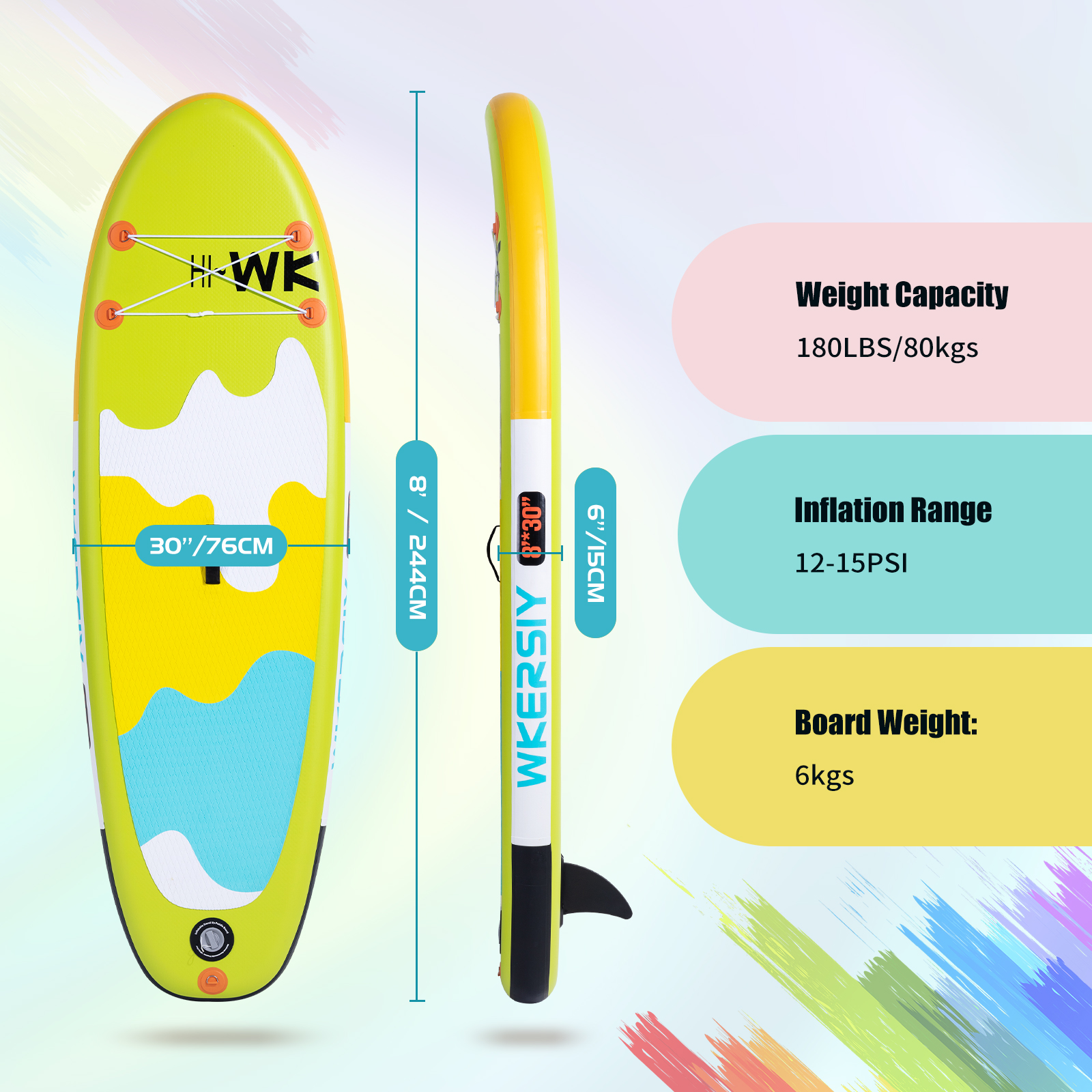 8ft Green Kids SUP | Ultra-Stable Youth Paddle Board, Lightweight & Parent-Friendly Design - Image 3