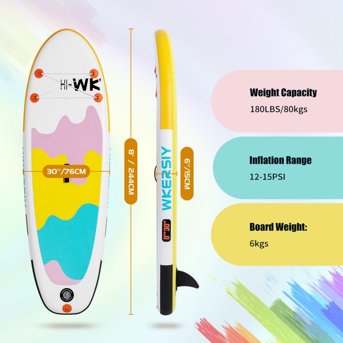 8ft Yellow Youth SUP | Kids Paddle Board with Ultra-Stable Design & Lightweight Portability - Image 3