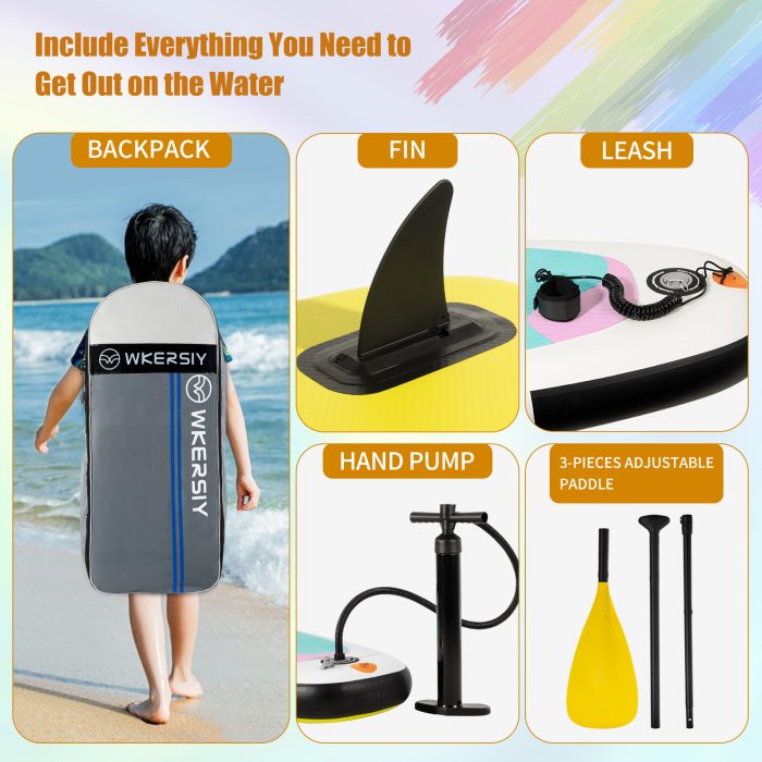 8ft Yellow Youth SUP | Kids Paddle Board with Ultra-Stable Design & Lightweight Portability - Image 4