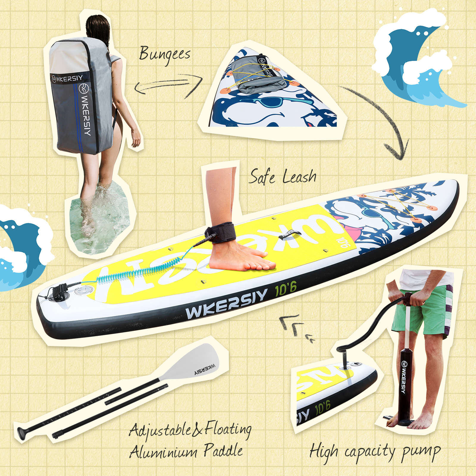 10ft6in Dog Design SUP | Multi-Functional Paddle Board for Yoga & Fishing – WKersiy - Image 4
