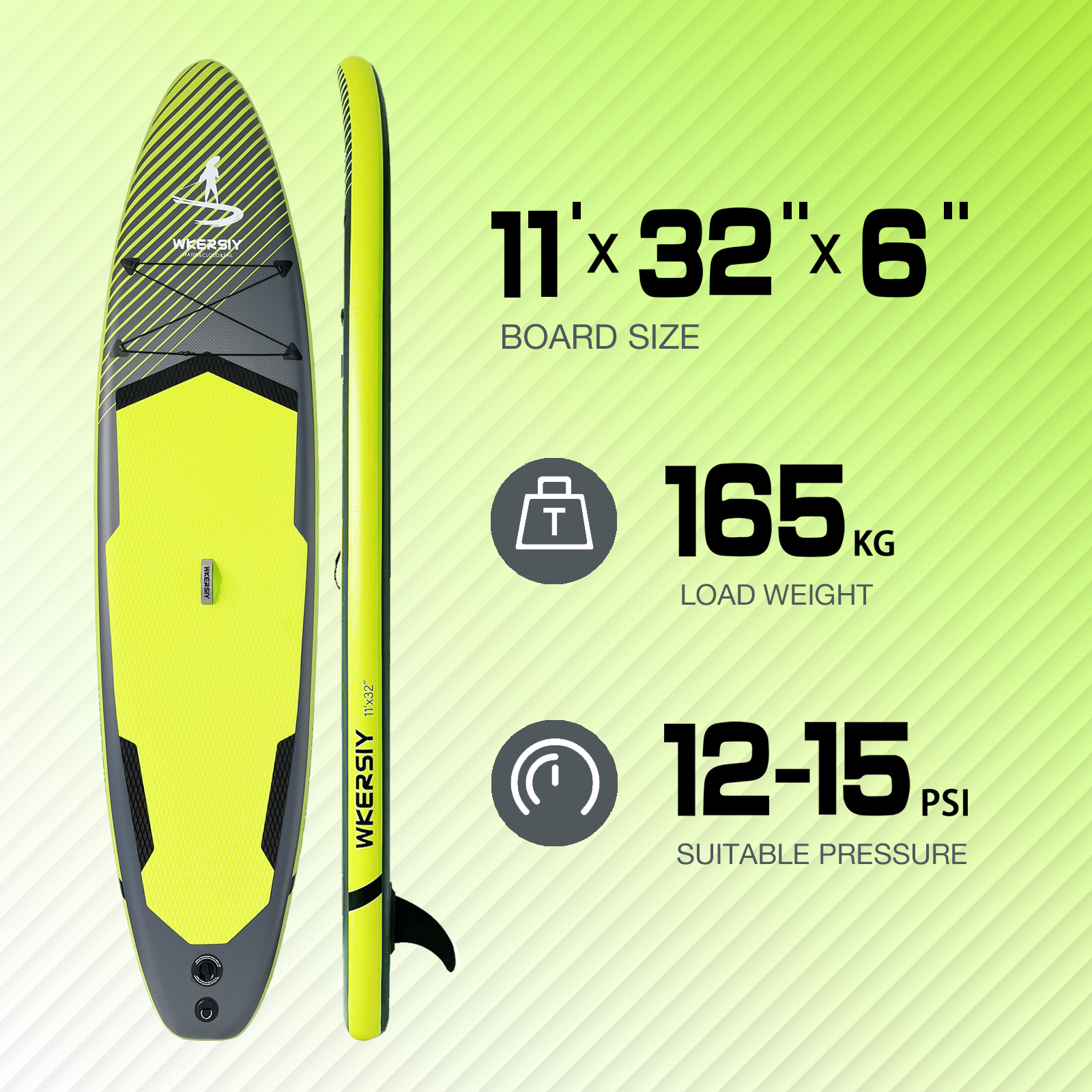 11ft Black Inflatable SUP Board | All-Water Performance Series, Classic Versatility & Rugged Durability - Image 3