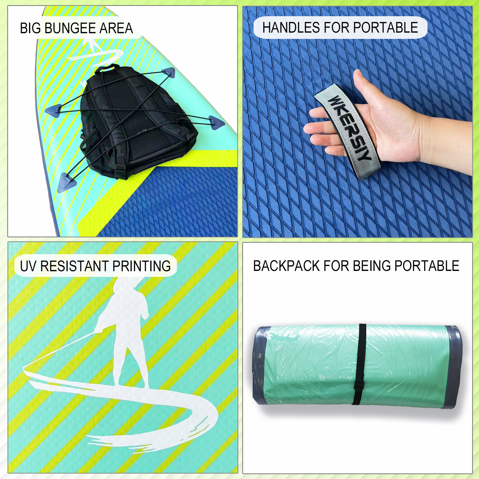 11ft Green Inflatable SUP Board | All-Water Performance Series, Eco-Conscious & Nature-Blend Design - Image 5