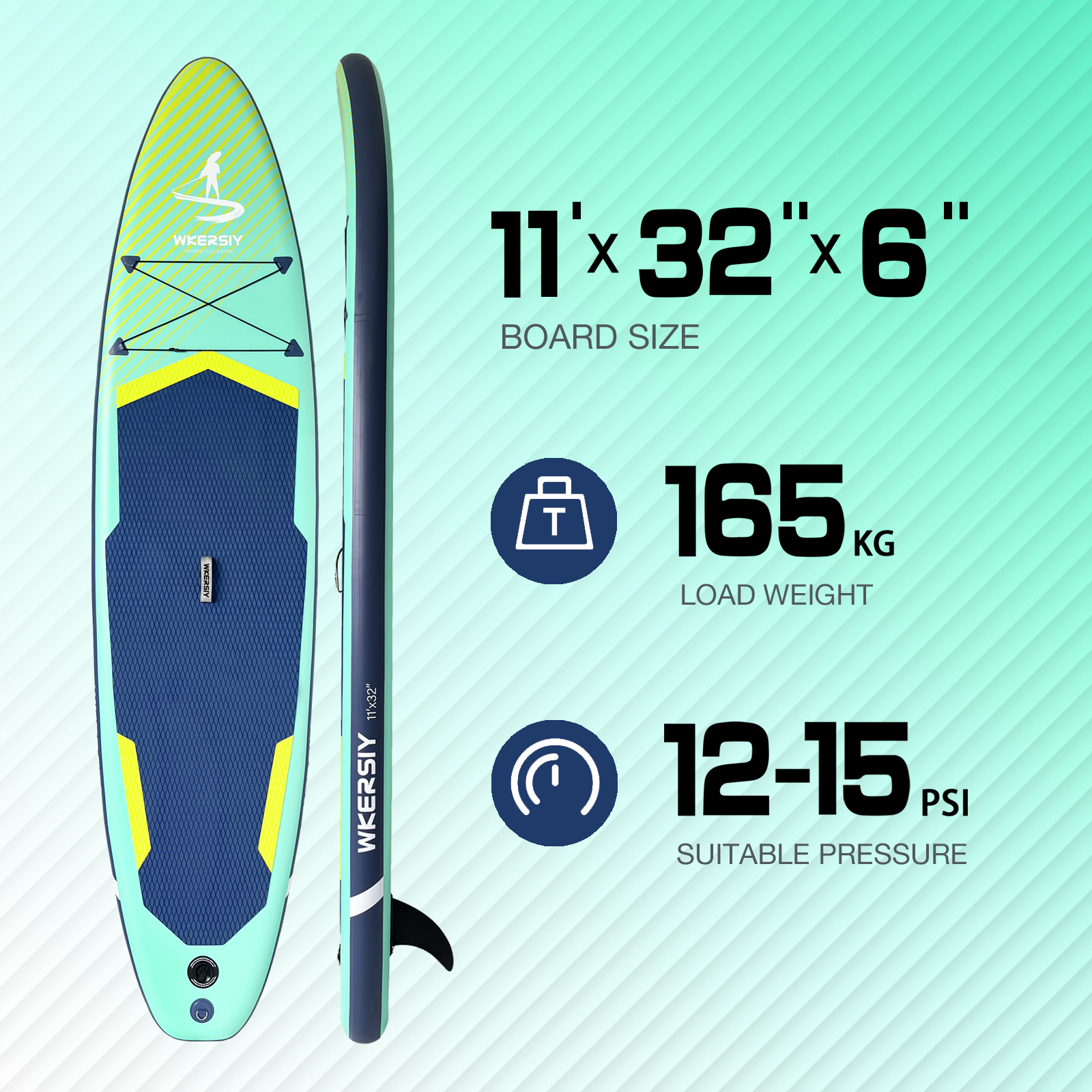 11ft Green Inflatable SUP Board | All-Water Performance Series, Eco-Conscious & Nature-Blend Design - Image 3