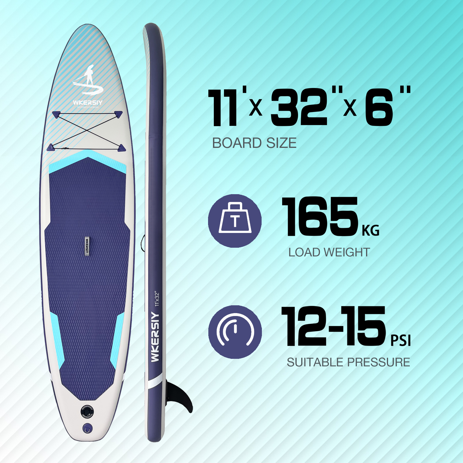 11ft Grey Inflatable SUP Board | All-Water Performance Series, Neutral-Tone Versatility & Pro-Grade Durability - Image 3