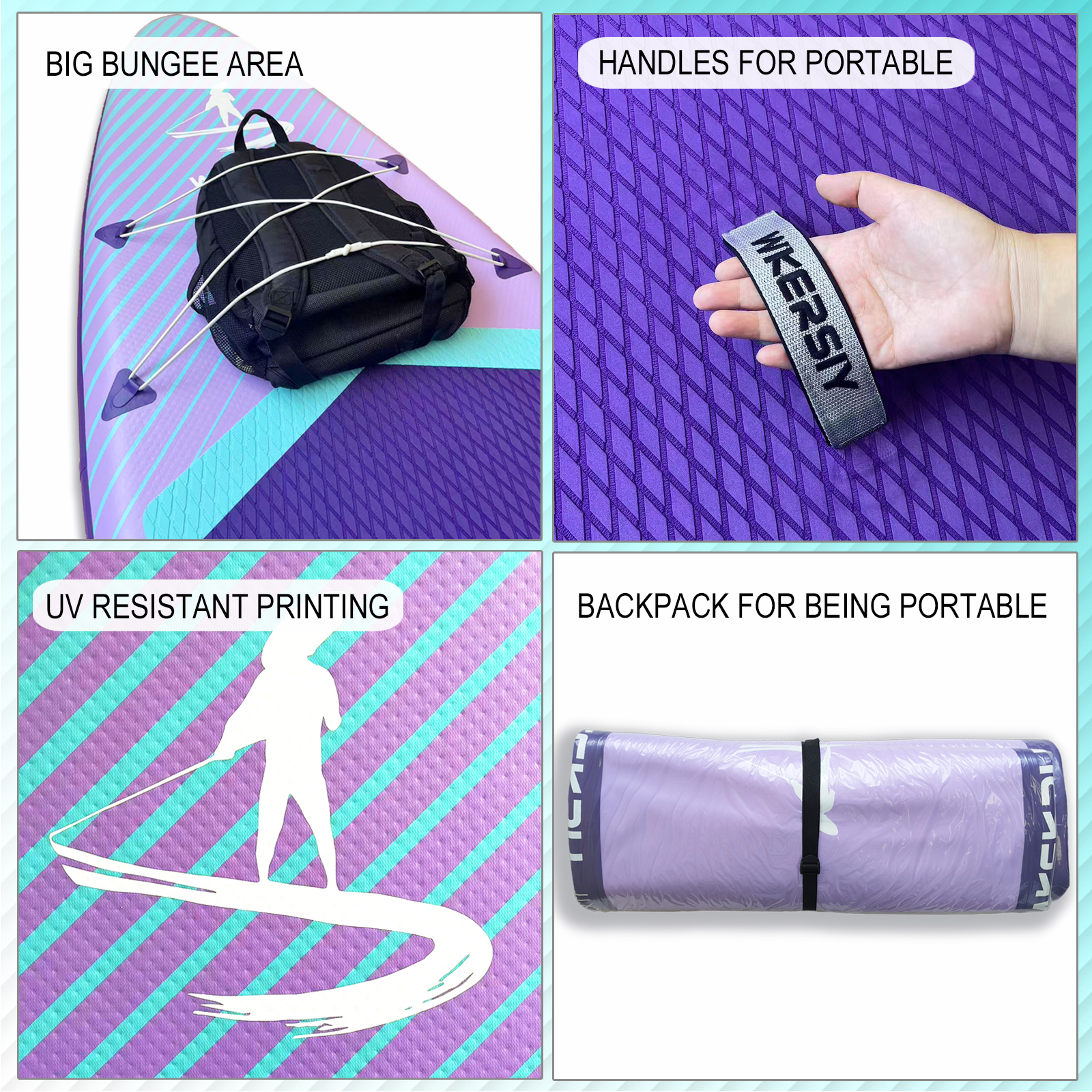 11ft Purple Inflatable SUP Board | All-Water Performance Series, High-Visibility & Ultra-Stable Design - Image 5