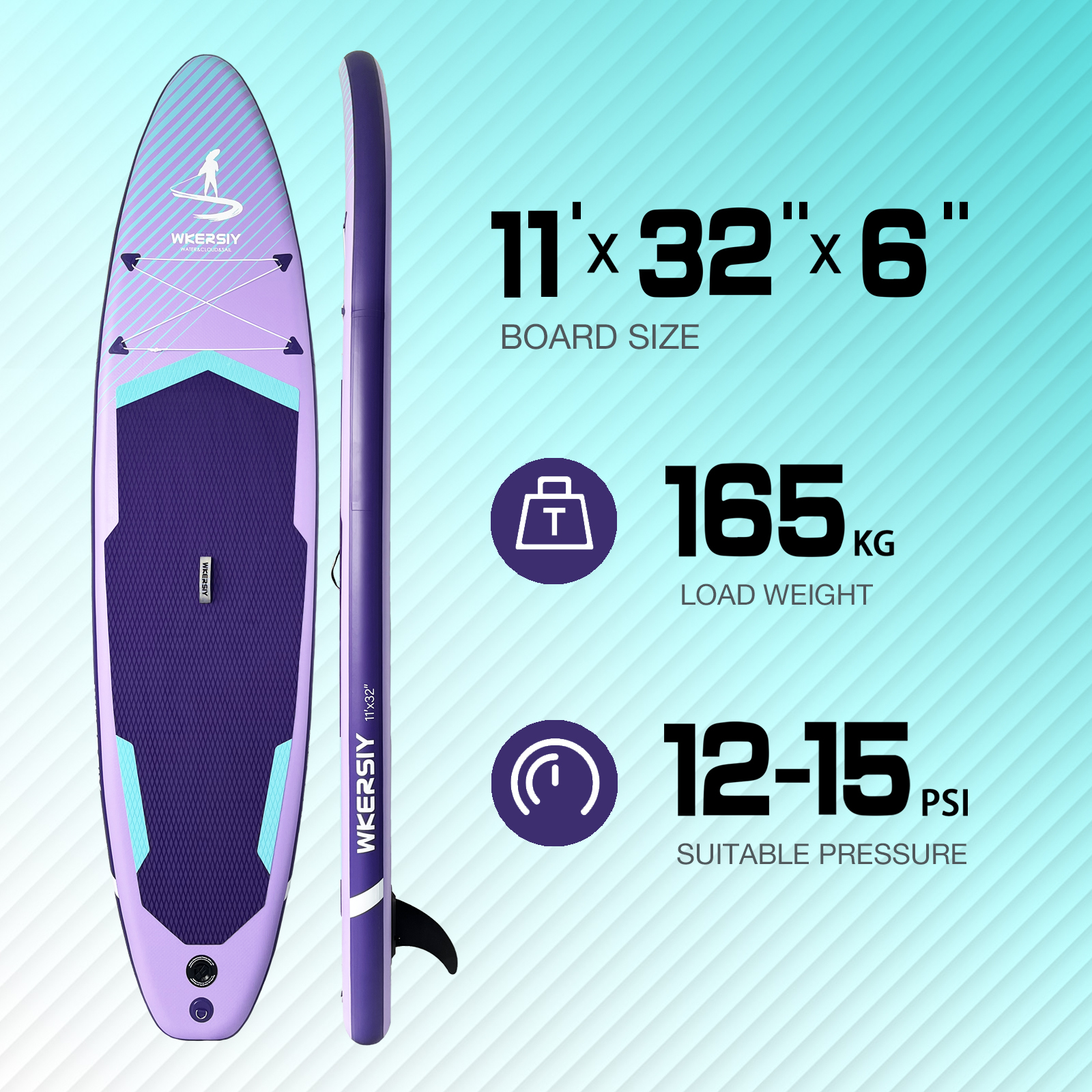 11ft Purple Inflatable SUP Board | All-Water Performance Series, High-Visibility & Ultra-Stable Design - Image 3